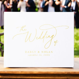 D'or Charme élégant Gold Foil Mariage Livre d'invité