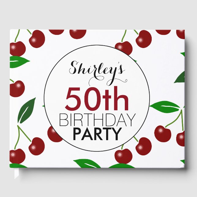 D'or Cherry 50th Birthday Party Livre d'invité (Recto)