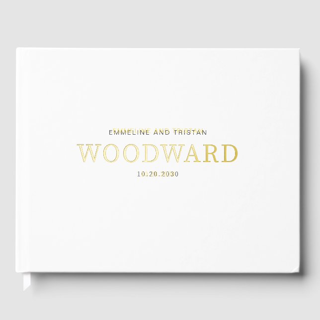 D'or Chic Simple Mariage Foil Livre d'invité (Recto)