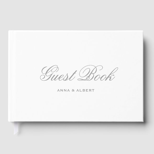 D'or Classic Grey White Bride Groom Mariage Livre d'inv (Recto)