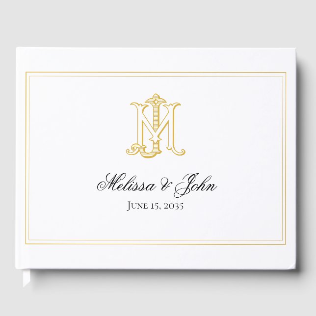 D'or COULEUR MODIFIÉE MJ Monogramme JM Monogramme Livre (Recto)
