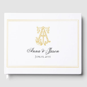 D'or COULEURS ÉDITABLES AJ Monogram JA Monogram Livre d
