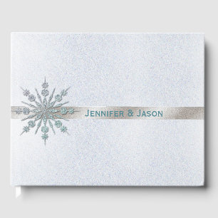 D'or Crystal Snowflake Hiver Mariage Livre d'invités