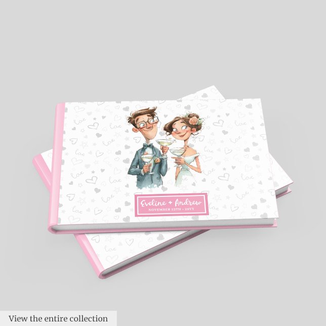D'or Custom Wedding Livre d'invité Funny Watercolor Cou (Custom Wedding Guest Book Funny Watercolor Couple)