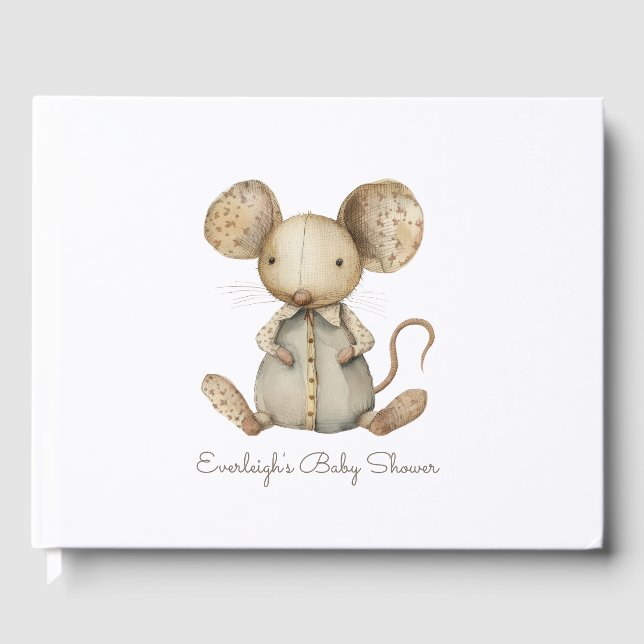 D'or Cute Baby shower Woodland Mouse Stuffé Livre d'inv (Recto)