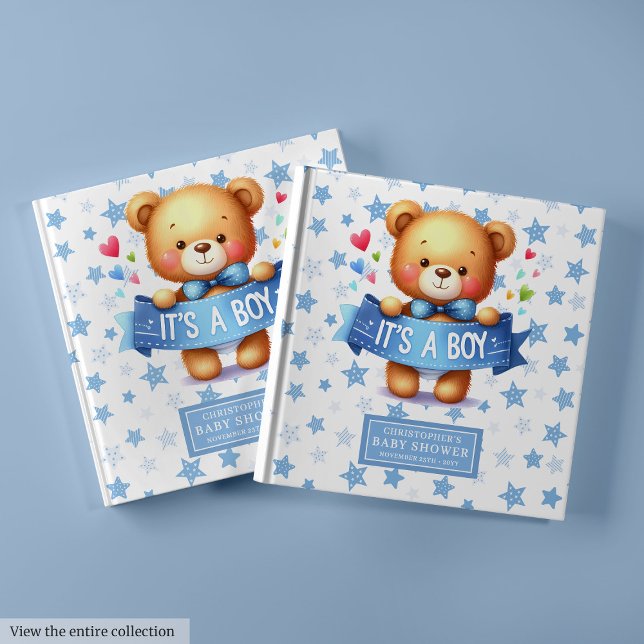 D'or Cute C'est un livre d'invité pour baby shower part (Cute It’s a boy guest book for baby shower party)