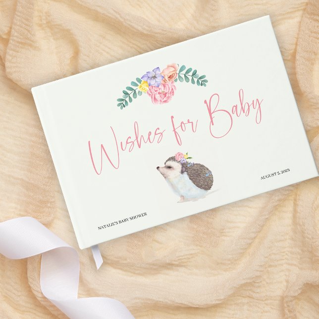 D'or Cute Hedgehog rose fille Baby shower livre d'invit (Créateur téléchargé)