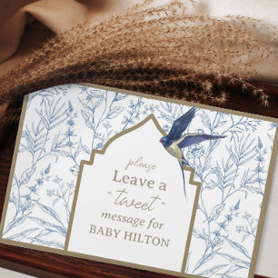 D'or Cute Little Blue Bird Baby shower Livre d'invité