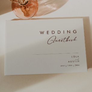 D'or Désert simple   Livre d'invité Mariage blanc natur