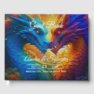 D'or Dragons colorés dans Love Blue Mariage livre d'inv