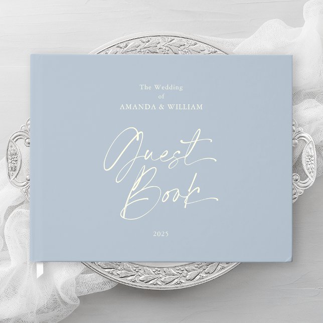 D'or Dusty Blue Foil Mariage livre d'hôtes (Créateur téléchargé)