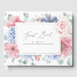 D'or Dusty Blue Rose Floral Élégant Mariage Livre d'inv<br><div class="desc">Livre d'invité mariage rose et bleu poussiéreux</div>