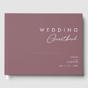 D'or Dusty Boho Livre d'invités Mariage violet et Ros