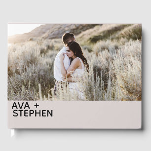 D'or Dusty Pink minimaliste Photo Mariage Livre d'invit