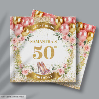 D'or Élégant 50ème Anniversaire Livre d'hôtes avec talo