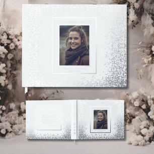 D'or Elégant Argent Real Foil Funeral Livre d'invités P
