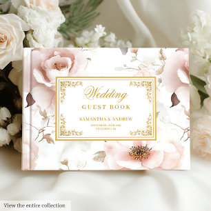 D'or Elégant Blush Ivory Gold Aquarelle Livre d'invités