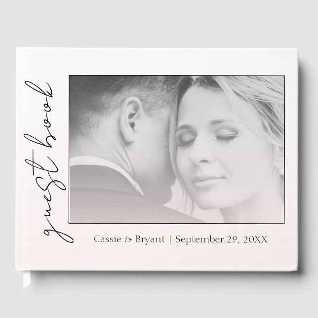 D'or Élégant Chic Moderne Blush rose Mariage Livre d'hô (Recto)