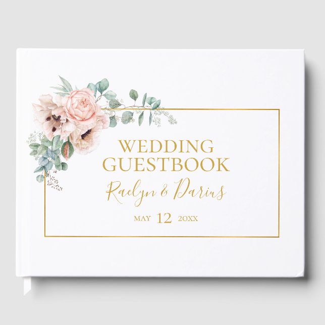 D'or Élégant flou | Livre d'invité Mariage (Recto)