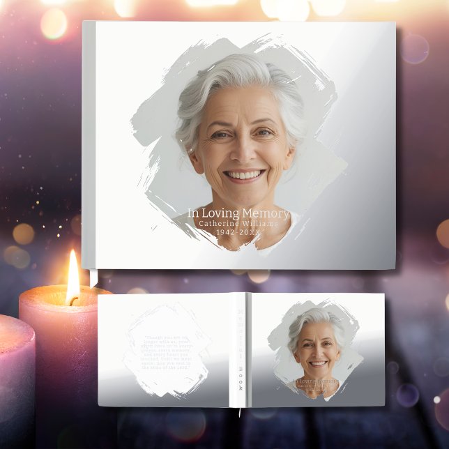 D'or Elégant Foil Funeral Livre d'invités Photo Mémoire (Créateur téléchargé)