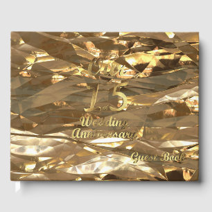 D'or Elégant Gold 15ème Mariage Anniversaire Livre d'in
