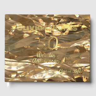 D'or Elégant Gold 50th Mariage Anniversaire Livre d'inv