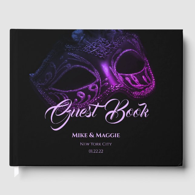 D'or Élégant Livre d'hôtes Mariage du soir (Recto)