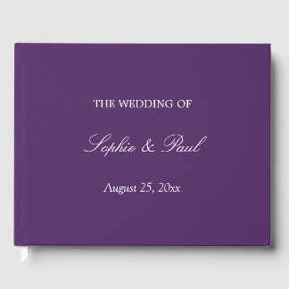 D'or Élégant livre d'hôtes Mariage foncé violet