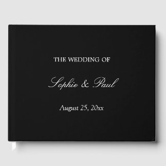 D'or Élégant Livre d'invité Mariage de script noir blan