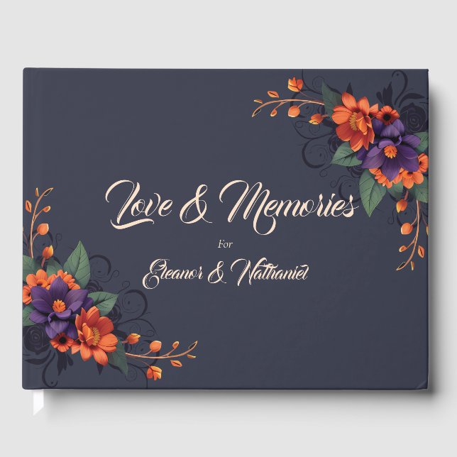 D'or Élégant Mariage gothique Floral Livre d'hôtes (Recto)