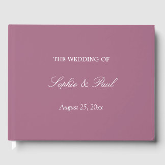 D'or Elegant Mauve Mariage livre d'hôtes