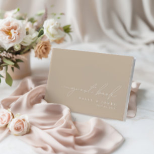 D'or Élégant minimaliste Dusty Taupe Mariage livre d'hô