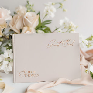 D'or Élégant minimaliste Pearl Color Mariage livre d'hô