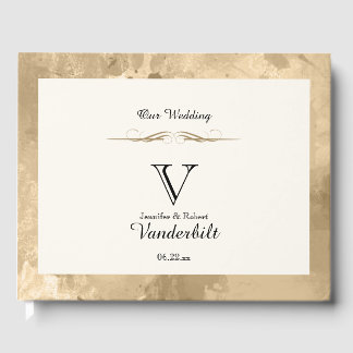 D'or Elegant or Aquarelle Mariage livre d'hôtes