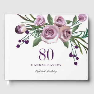D'or Elégant Plum violet Rose 80e anniversaire Livre d'