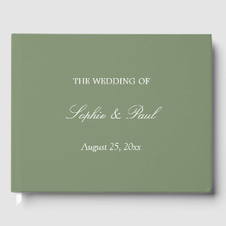 D'or Elégant Sage Green Mariage livre d'hôtes