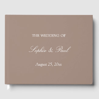 D'or Elégant Taupe Mariage livre d'hôtes