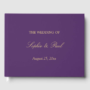 D'or Élégant violet doré Beige Mariage livre d'hôtes