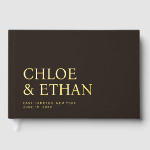 D'or Espresso Moderne Mariage Foil Livre d'Invité