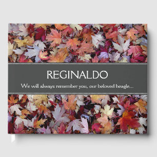 D'or Fallen Autumn Leaves Pet Memorial livre d'invité