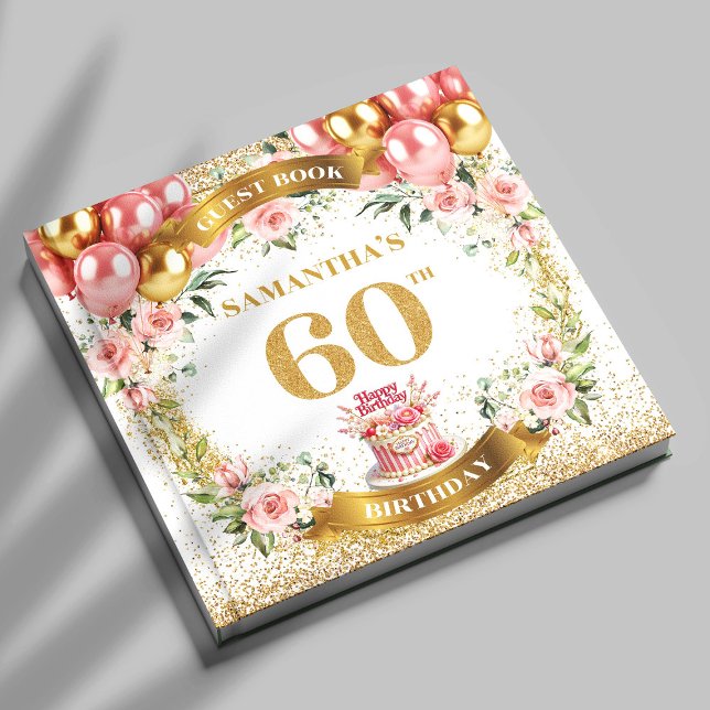 D'or Fancy Boho 60e Anniversaire Livre d'invité Fin de  (Fancy Boho 60th Birthday Guest Book Sparkle Finish

)
