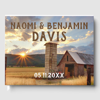 D'or Ferme et tournesols Mariage livre d'hôtes