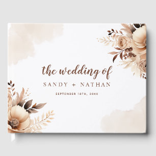 D'or Floral Boho Beige Mariage Livre d'hôtes