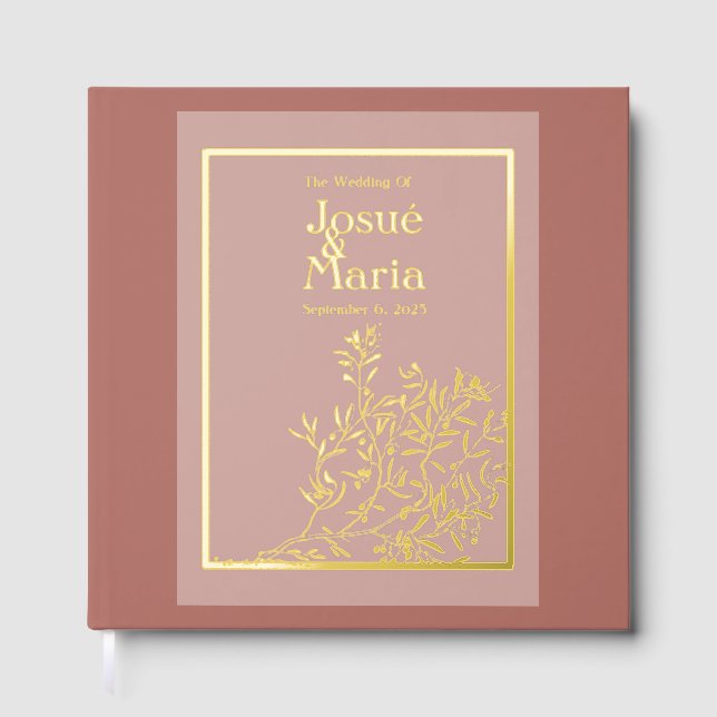 D'or Floral Foil Mariage livre d'hôtes (Recto)