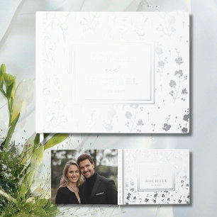 D'or Floral White Silver Livre d'invité Élégant Modèle