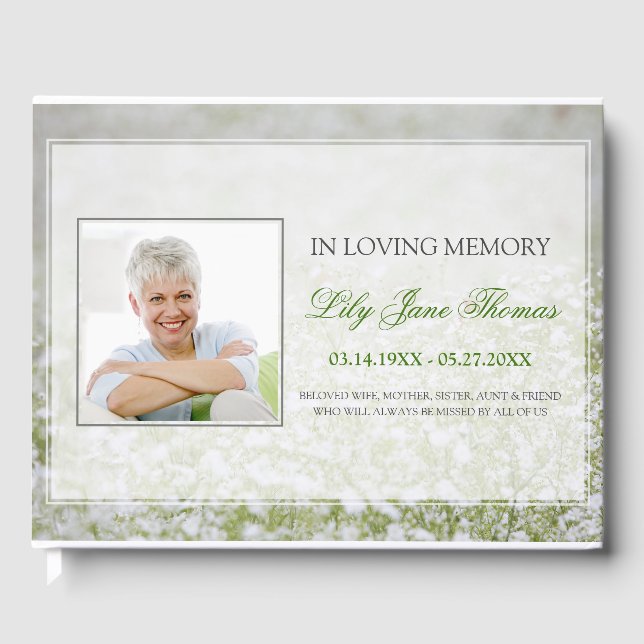 D'or Flower Field Funeral Livre d'invité Memorial Keeps (Recto)