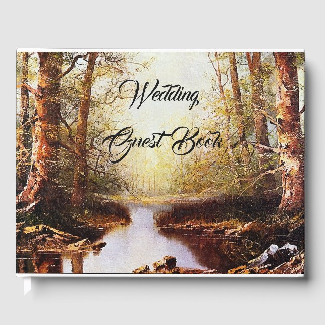 D'or Forest Stream Mountains Mariage Livre d'invité (Recto)