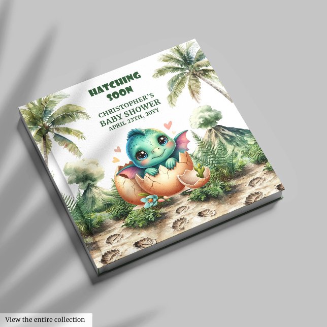 D'or Fun Dinosaur Hatching Bientôt Baby shower Livre d' (Fun Dinosaur Hatching Soon Baby Shower Guest Book)