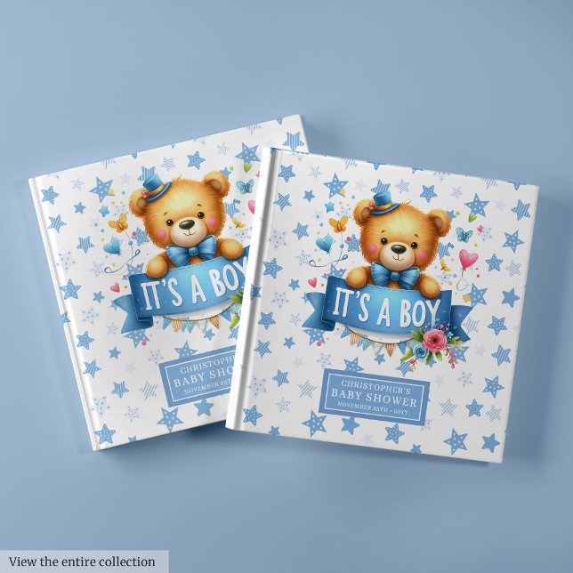 D'or Gentle C’est un livre d’invité pour les Baby showe (Gentle It’s a Boy Guest Book for Baby Shower Fun)
