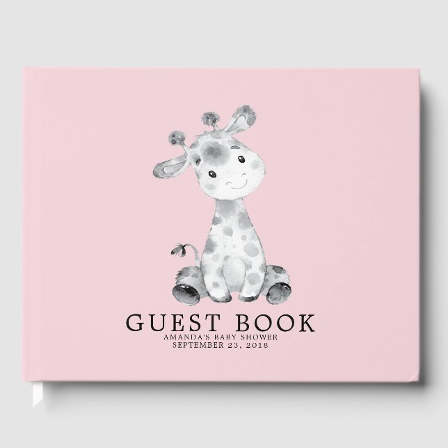 D'or Girls Giraffe Baby shower Livre d'invité (Recto)